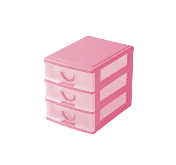 Bicolor Storage Organizer with 3 Dawers(Pink)