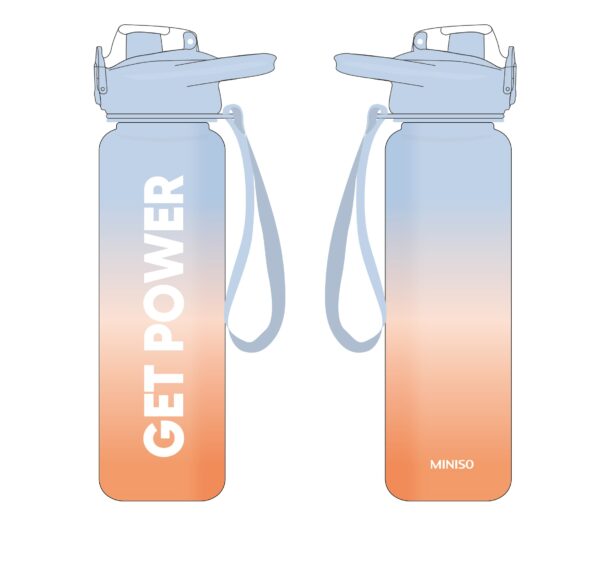 Gradient Plastic Bottle with One-Touch Flip Top Lid (1000mL, Orange & Blue)