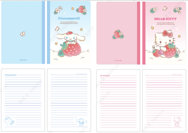 Sanrio characters Strawberry Collection A5 Stitch-bound Book (28 Sheets) (2 Assorted Models)